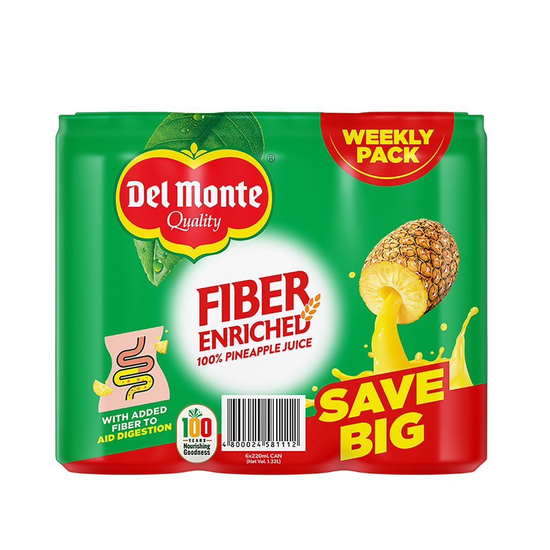 Del Monte Pineapple Juice Fiber (220mL x 6 cans)